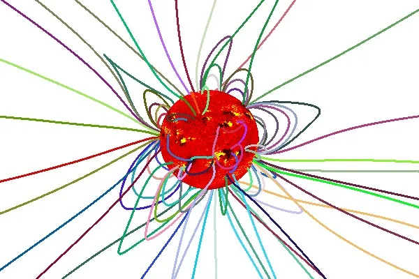 MHD model prediction of magnetic field lines