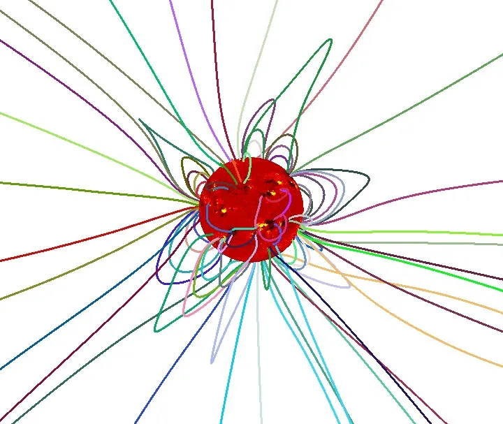 MHD model prediction of magnetic field lines