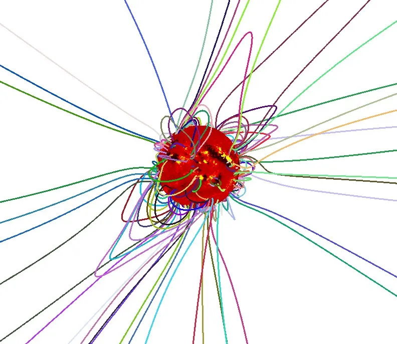 MHD model prediction of magnetic field lines