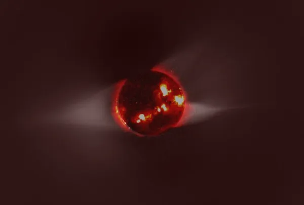 Blend of the eclipse image with a Yohkoh soft X-ray image