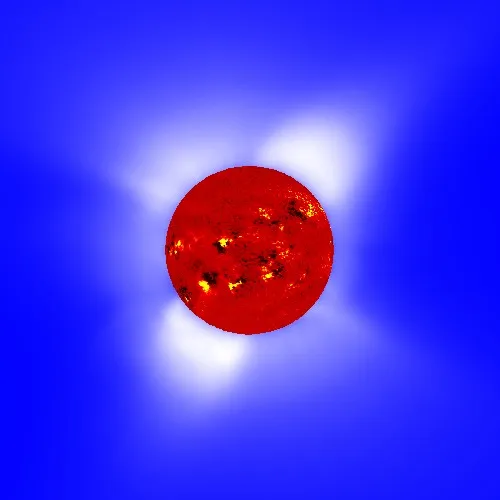Predicted polarization brightness with photospheric field contours
