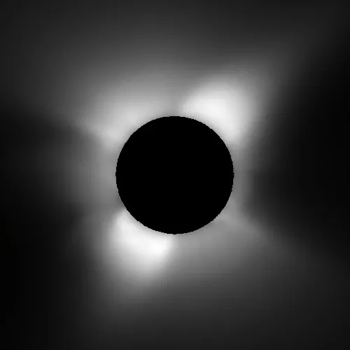 Predicted polarization brightness, terrestrial north up