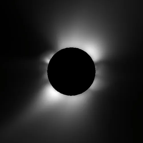 Predicted polarization brightness, terrestrial north up