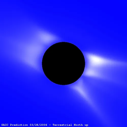 Predicted polarization brightness with photospheric field contours