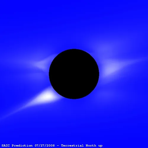 Predicted polarization brightness with photospheric field contours