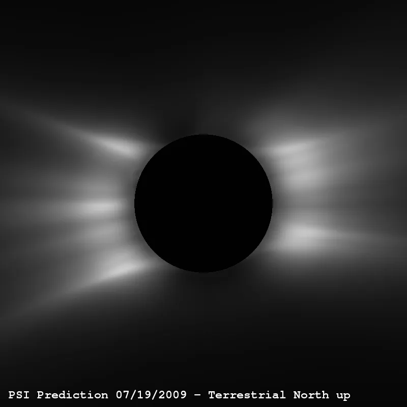 Predicted polarization brightness, terrestrial north up
