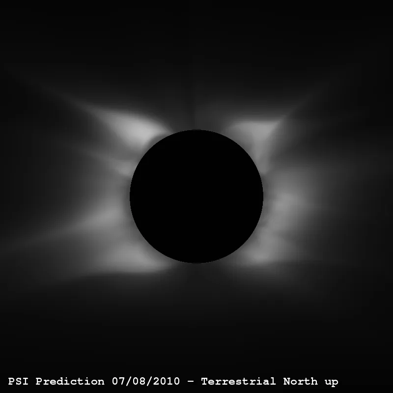 Predicted polarization brightness, terrestrial north up