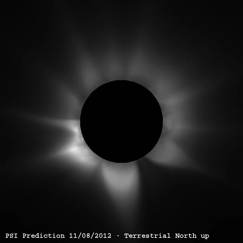Predicted polarization brightness, terrestrial north up